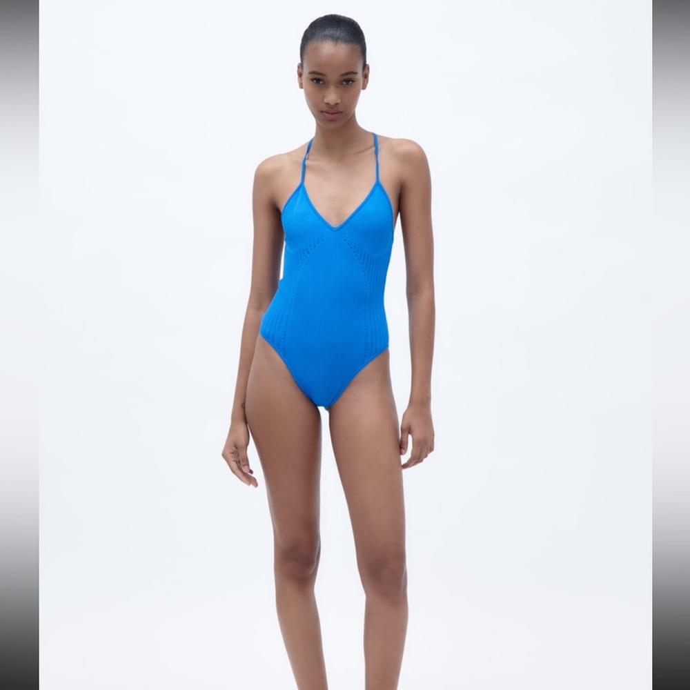 Zara electric blue perforated seamless bodysuit - Picture 3 of 9